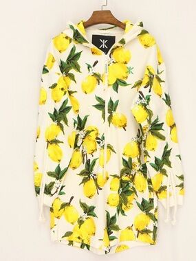 🍋Onepiece Lemon Print Zip-Up Hooded Romper Jumpsuit Shorts🍋
Size Medium